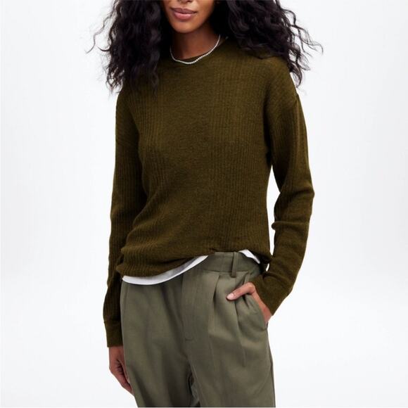 Madewell Ribbed Alpaca-Blend Crewneck Sweater green - Picture 1 of 11